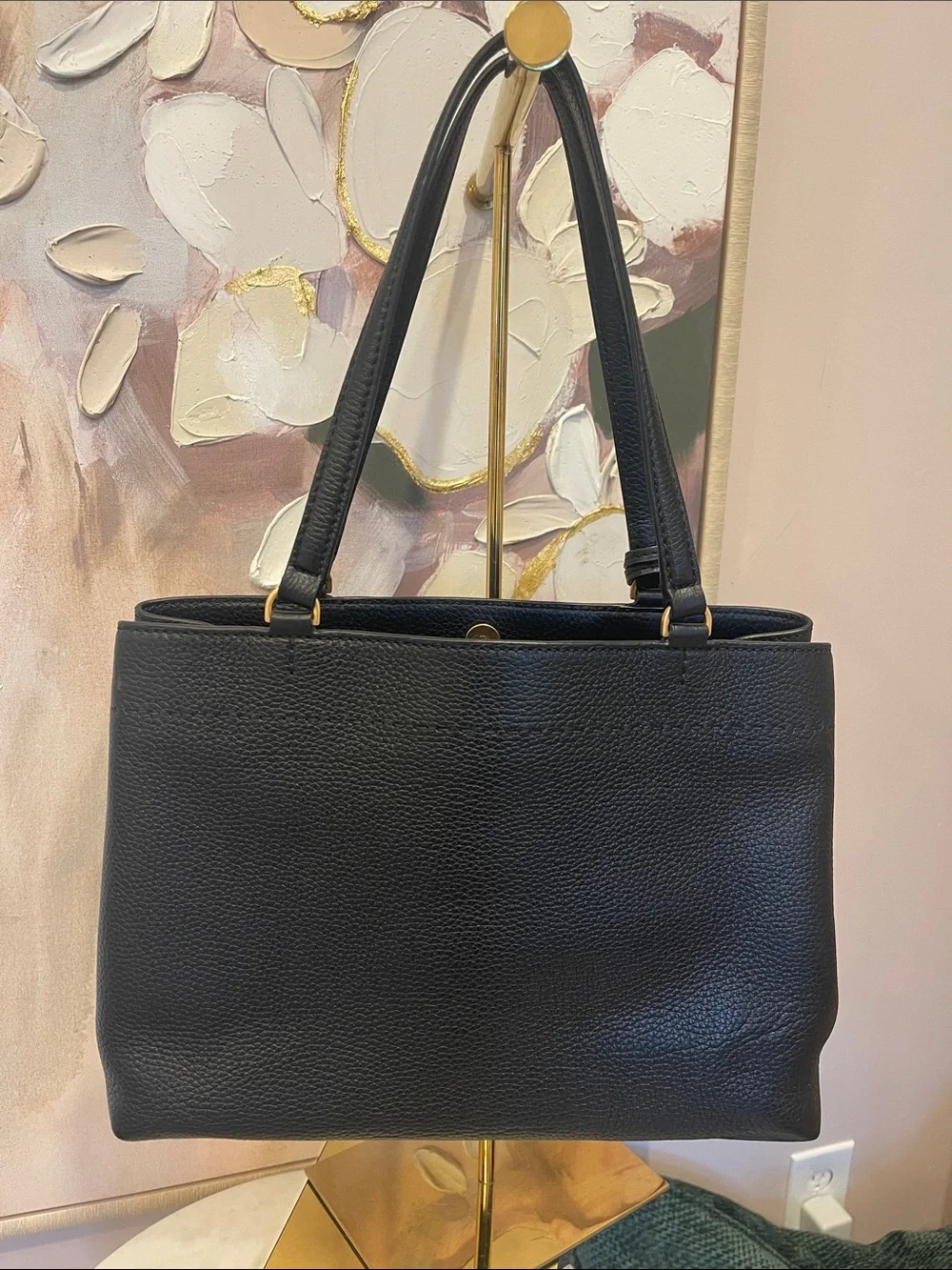 Tory Burch Black Pebbled Leather Tote with Tassels - Picture 5 of 7